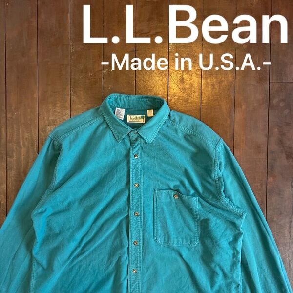 USA製!!【L.L.Bean エルエルビーン】シャモアクロスシャツユニセックス L 希少 レア 80s 90s
