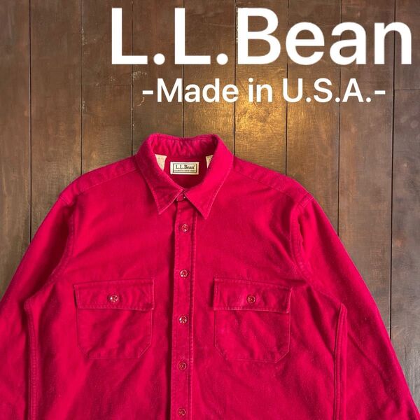 USA製ヴィンテージ!!【L.L.Bean エルエルビーン】シャモアクロスシャツ 赤 レッド ユニセックス 80s 90s