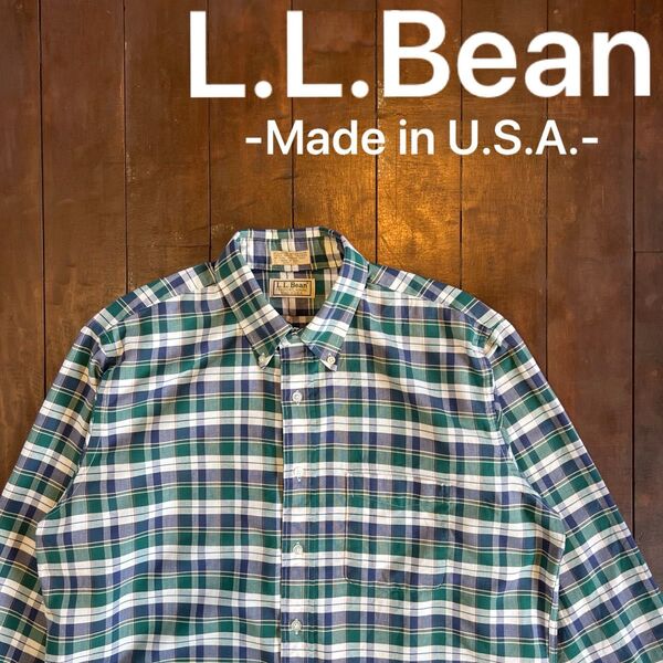 USA製!!【L.L.Bean エルエルビーン】ヴィンテージチェックシャツ 長袖 アメリカ ユニセックス メンズ レディース XL