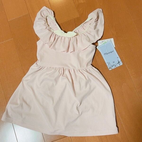 新品 タグ付き キッズ 女の子 ワンピース水着 水着 130サイズ ピンク リボン