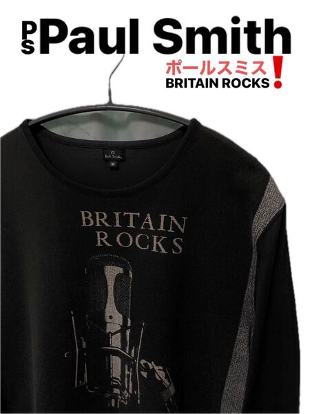 ポールスミス★PS Paul Smith BRITAIN ROCKSコットンロング丈長袖ロンTシャツ M メンズ&レディース