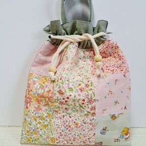 ハンドメイド バッグ カバン 巾着 お弁当袋 巾着袋 小物入れ 巾着バッグ パッチワーク 手提げ袋 ポーチ ランチバッグ
