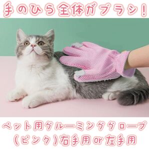 抜け毛対策! 左手用 右手用 ペット用 グルーミンググローブ ピンク くま コーム ブラシ