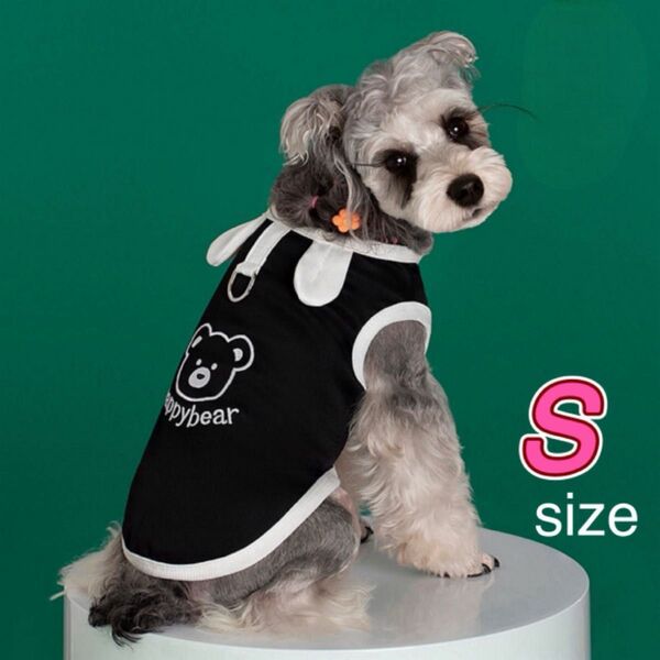 犬服 タンクトップ S 黒 ブラック ノースリーブ 袖なし クマ ペットウェア ドッグウェア 犬 犬用品 小型犬 犬の服 春 夏