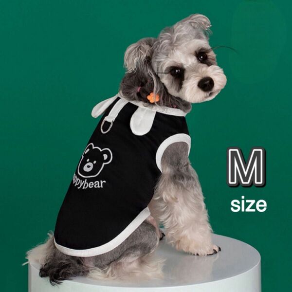 犬服 タンクトップ M 黒 ブラック ノースリーブ 袖なし クマ ペットウェア ドッグウェア 犬 犬用品 小型犬 犬の服 春 夏
