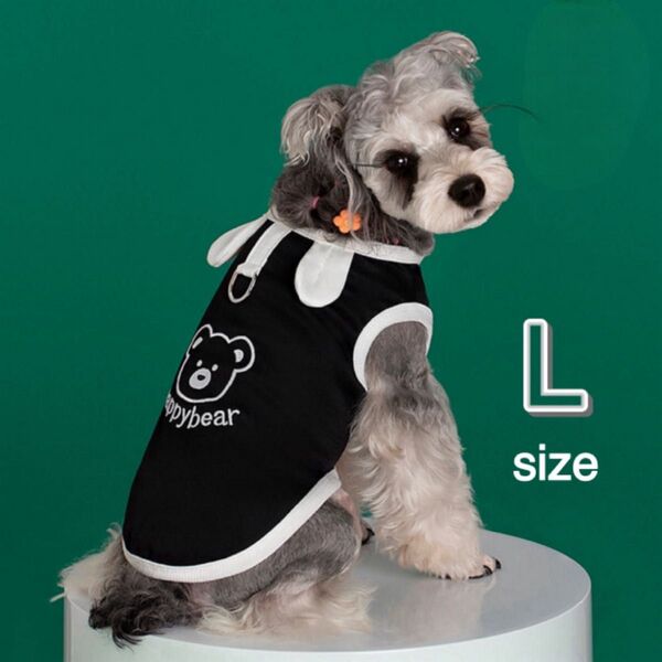 犬服 タンクトップ L 黒 ブラック ノースリーブ 袖なし クマ ペットウェア ドッグウェア 犬 犬用品 小型犬 犬の服 春 夏