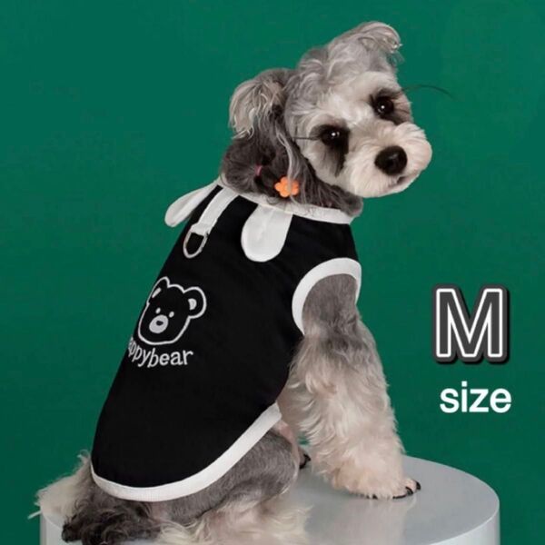 犬服 タンクトップ M 黒 ブラック ノースリーブ 袖なし クマ ペットウェア ドッグウェア 犬 犬用品 小型犬 犬の服 春 夏