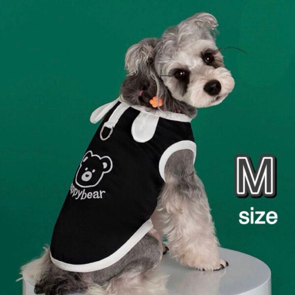 犬服 タンクトップ M 黒 ブラック ノースリーブ 袖なし クマ ペットウェア ドッグウェア 犬 犬用品 小型犬 犬の服 春 夏