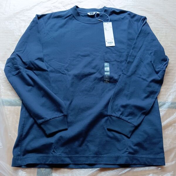 ユニクロU クルーネックTシャツ 長袖 Lサイズ ネイビー