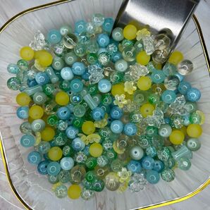 ガラスビーズ 双子座 大盛り50ml 2oz (8mm~12mm)お花も可愛い☆