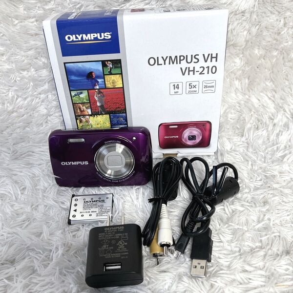 箱付き 動作品 美品 OLYMPUS VH-210 オリンパス コンパクトデジタルカメラ デジカメ パープル 紫 デジタルカメラ