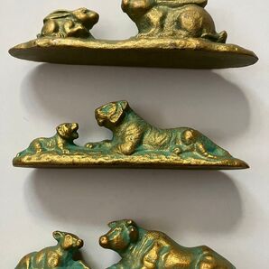 文鎮 鉄器 牛・虎・兎