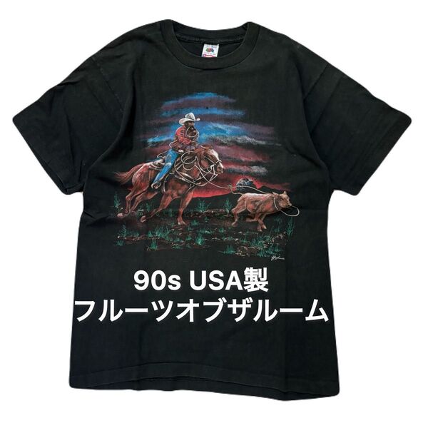 90s USA製 フルーツオブザルーム Tee ヴィンテージ ビンテージ Tシャツ アメカジ アメリカ製 フルーツ ブラック