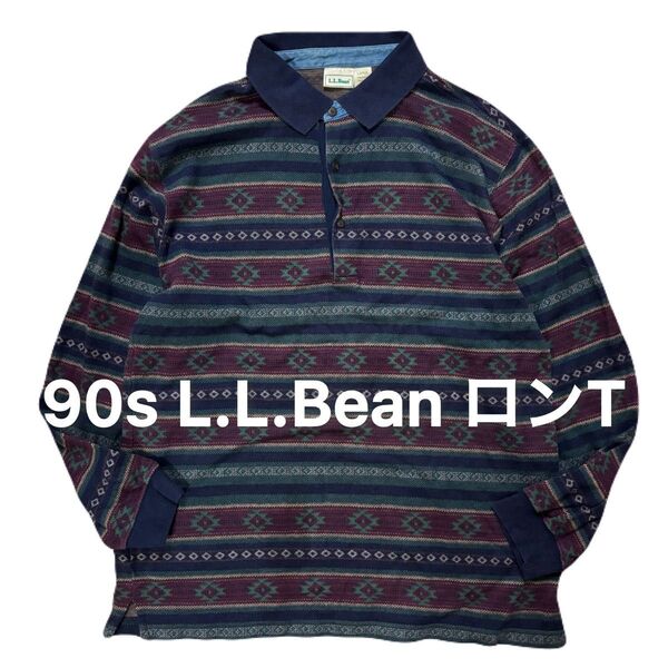 90s L.L.Bean ロンT エルエルビーン ヴィンテージ ビンテージ アメカジ 民族ネイティブ 長袖