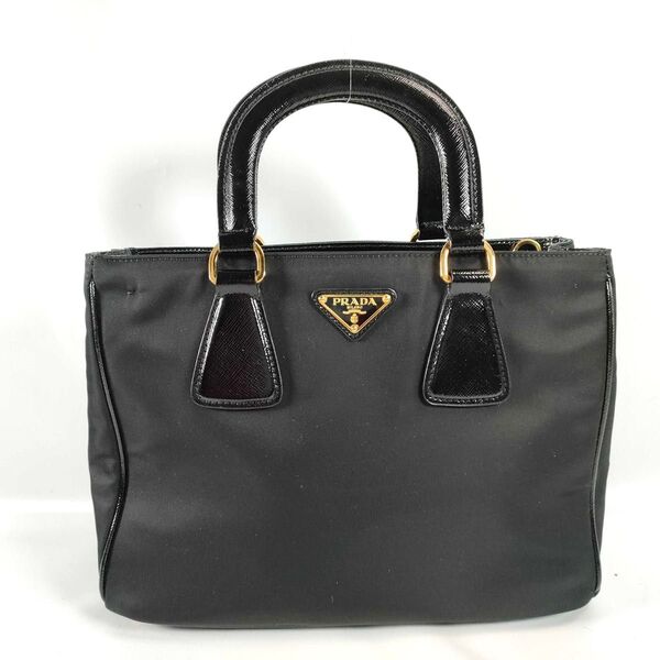 PRADA プラダ テスート サフィアーノ ハンドバッグ ブラック