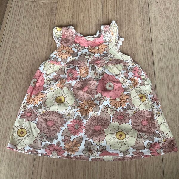 H&M エイチアンドエム 花柄 フリル ワンピース チュニック ノースリーブ 70