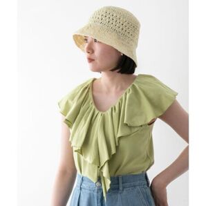 タイムセール☆ ビス vis フリルカラーカットソートップス ライドグリーン ピスタチオ フリーサイズ F 新品 タグ付き