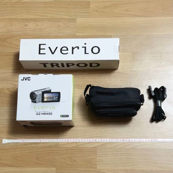 JVC Everio GZ-HM450 ビデオカメラ、三脚、収納バッグ 3点セット