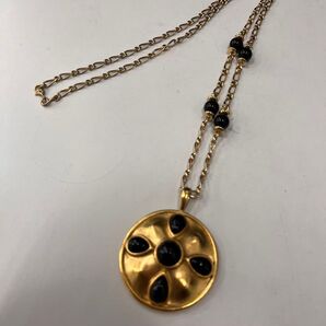 MONET モネ ロングネックレス ゴールド ブラック サークル