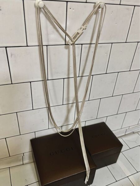 希少 ヴィンテージ GUCCI ラリエット 4連 ロングシルバーネックレス