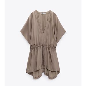 ZARA ベージュ アシンメトリーチュニックブラウス