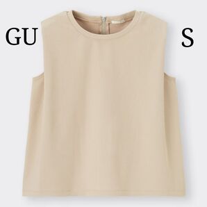 【GU】ジーユー (S) バックジップショルダータックプルオーバー ノースリーブ