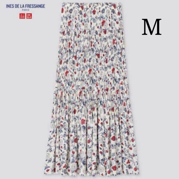 【UNIQLO】ユニクロ イネス (M) ツイストプリーツロングスカート マキシ丈 花柄