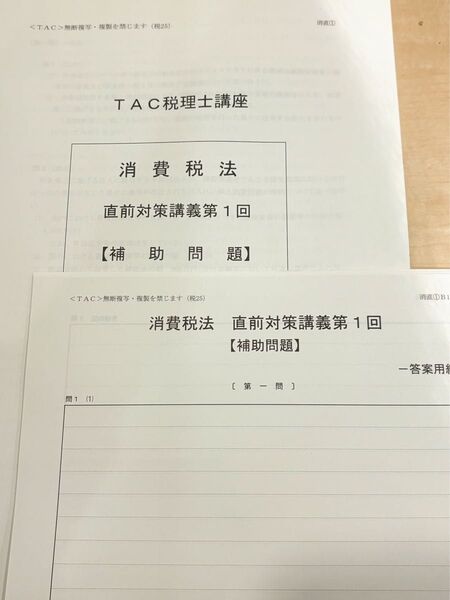 【今年度版未使用・2025年度】TAC 税理士講座 消費税法 直前対策補助問題 答案用紙
