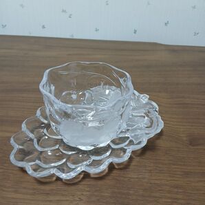 【曽我ガラス】グレープライン カップ&ソーサー 1客 昭和レトロ 食器