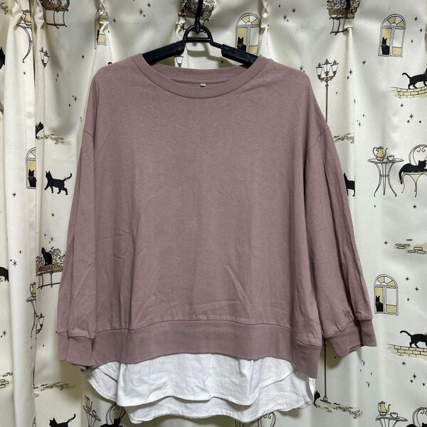 長袖Tシャツ Mサイズ トップス ドッキング レイヤード風