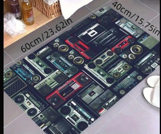 ラジカセ柄 室内マット カーペット 40cm×60cm ラグ キッチンマット バスマット