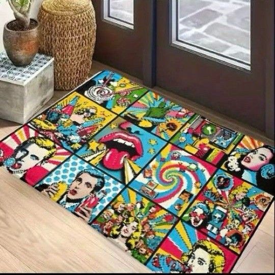 アメカジ アメリカン 室内 マット 40cm×60cm レトロ ラグ 玄関マット カーペット