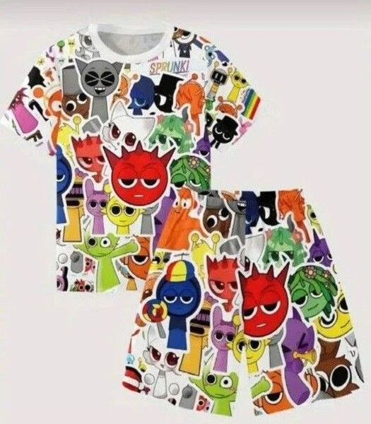 スプランキー 上下セット カラフル 150cm〜160cm キッズ 半袖 Tシャツ 総柄