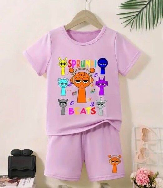 スプランキー 上下セット ラベンダー色 110cm〜120cm キッズ 半袖 Tシャツ