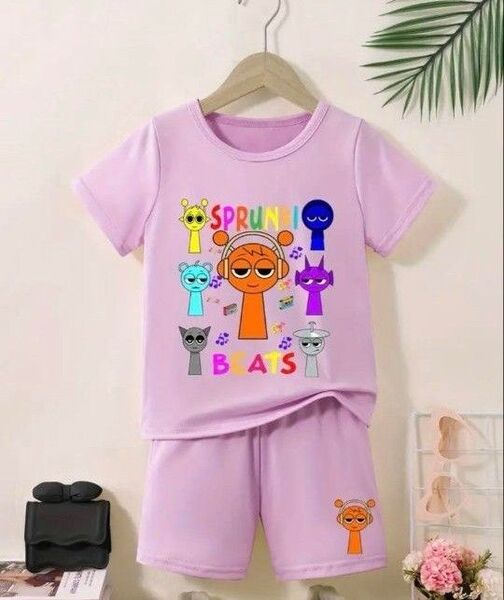 スプランキー 上下セット ラベンダー色 130cm〜140cm キッズ 半袖 Tシャツ