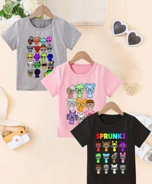 スプランキー 半袖 Tシャツ 110cm〜120cm 3枚セット ブラック グレー ピンク