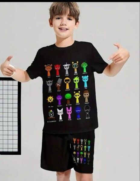 スプランキー 上下セット ブラック 110cm〜120cm キッズ 半袖 Tシャツ