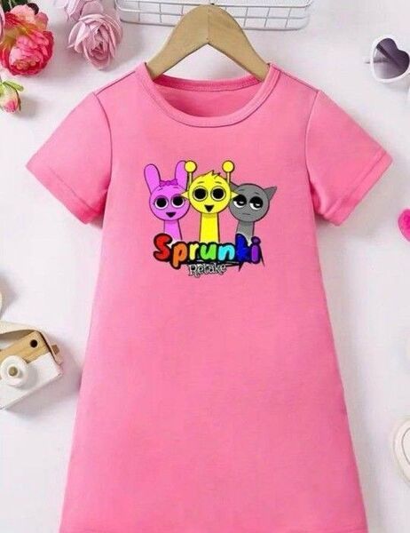 スプランキー スカート ワンピース 110cm Tシャツ 半袖 ピンク キッズ 女の子