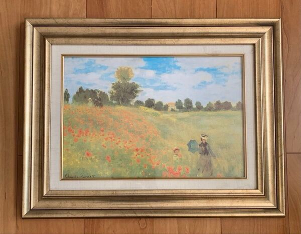 油性画特有の質感を作り出している複製画 絵画 クロード・モネの絵画「ひなげし」額あり