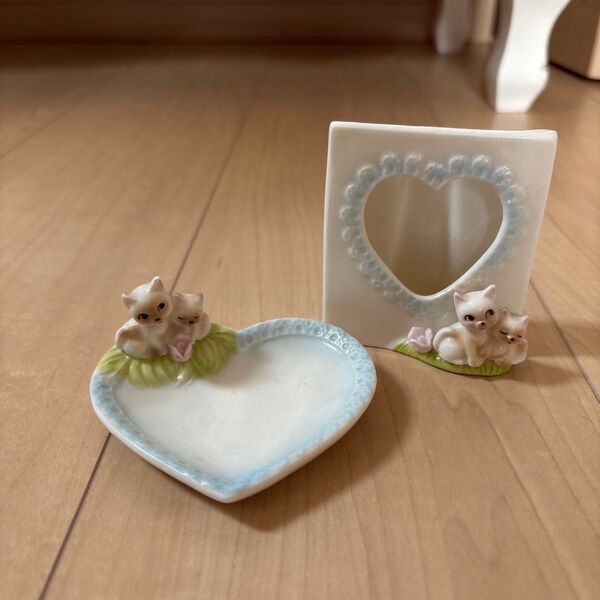 加藤工芸 猫 置物 小物入れ 陶器