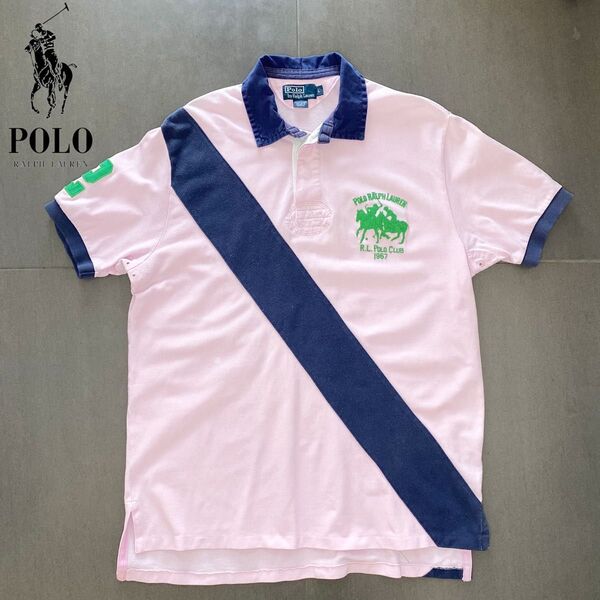 Polo Ralph Lauren ポロラルフローレン ビッグポニー刺繍 バイアス ポロシャツ ピンク size L