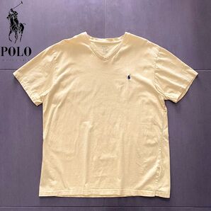 POLO RALPH LAUREN ポロラルフローレン Vネック スモールポニー カットソーTシャツ イエローsize L