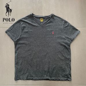 POLO RALPH LAUREN ポロラルフローレン Vネック スタンダード カットソー ダークグレーsize XL