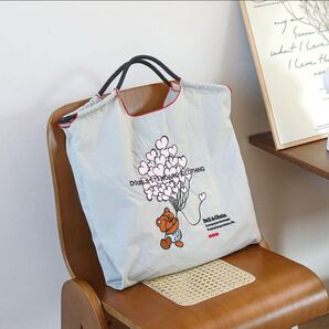 大人気トートバッグ エコバッグ 刺繍バッグ くま ハート 風船 韓国