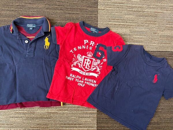 POLO RALPH LAURENラルフ・ローレン ポロシャツ 90cm ネイビー/レッド Tシャツ