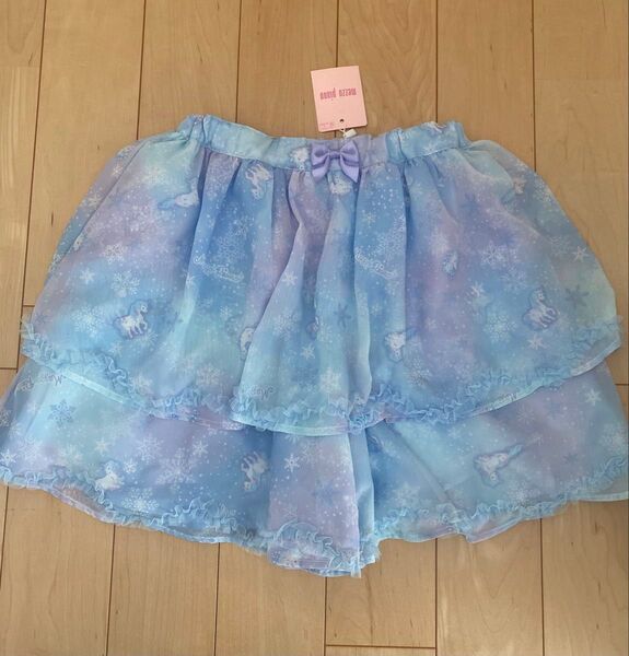 メゾピアノ ユニコーン 2段フリル キュロットスカート パンツ 新品 140