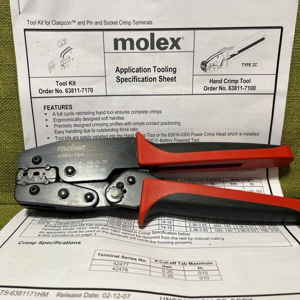 MOLEX 63811-7100 モレックス 圧着ペンチ 手動式圧着工具