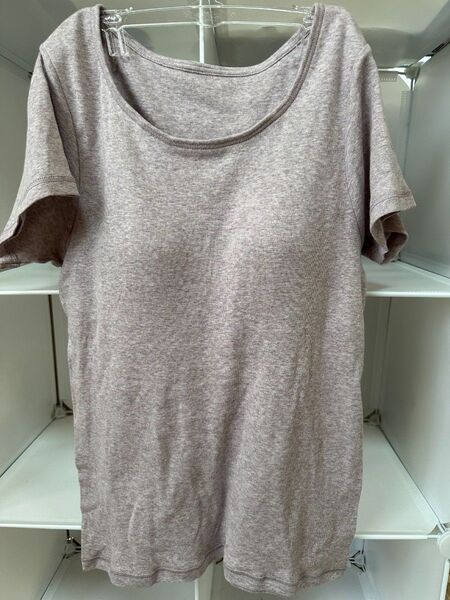 Tシャツ グレー綿100 カップ付きLサイズ