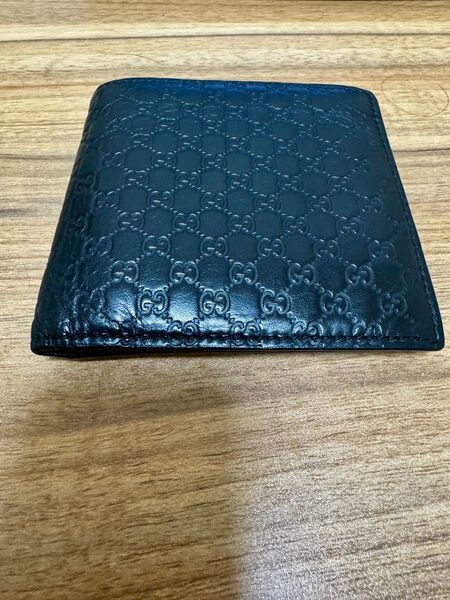 グッチ 2つ折り財布 GUCCI マイクロ グッチ シマ 150413 BMJ1N 1000メンズ ブラック 黒