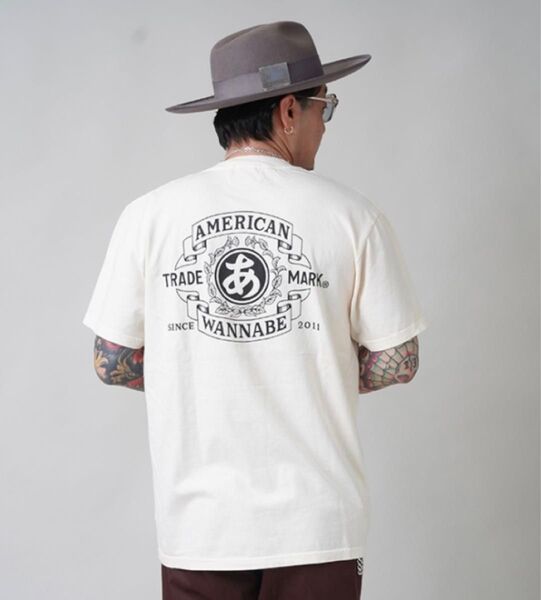 AMERICAN WANNABE/アメリカンワナビー「TRADE MARK S/S プリントS/S Tシャツ Lサイズ